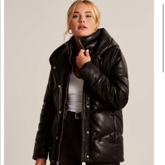 Abercrombie, vegan leather winter coat - Picture 1 of 11
